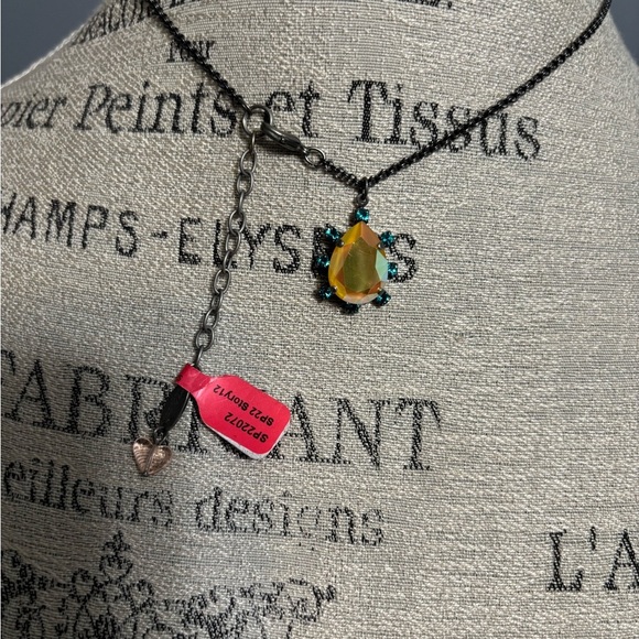 Sabika Yellow and Blue Pendant Necklace - Picture 1 of 2